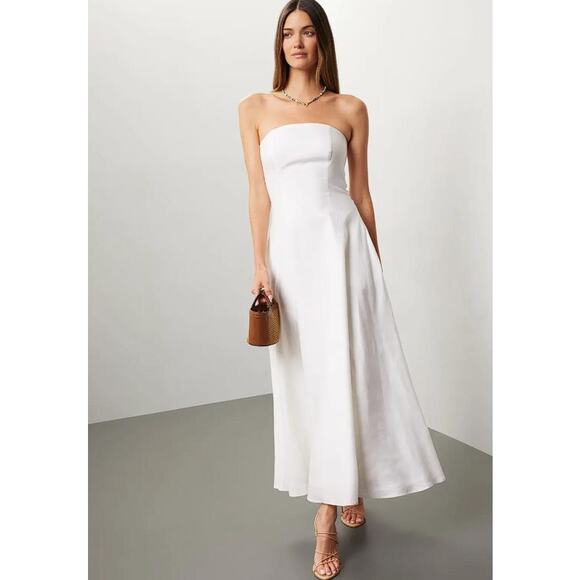 FAVORITE DAUGHTER Women's Favorite Linen Dress Size 10 In White - Picture 1 of 12